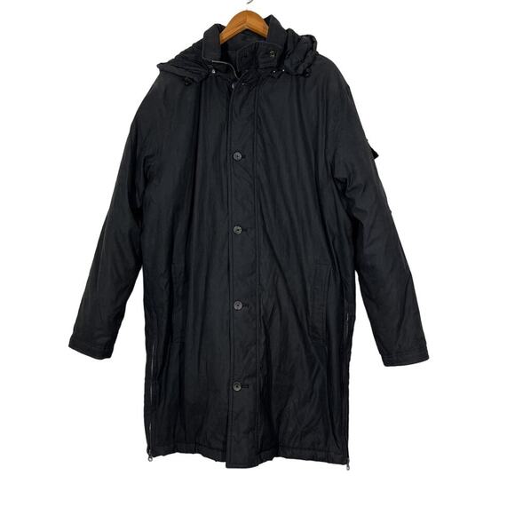 KAID Men’s Cold Gear Winter Coat Sz L Black Hooded Quilted/Fleece Lined Pockets - Picture 1 of 15